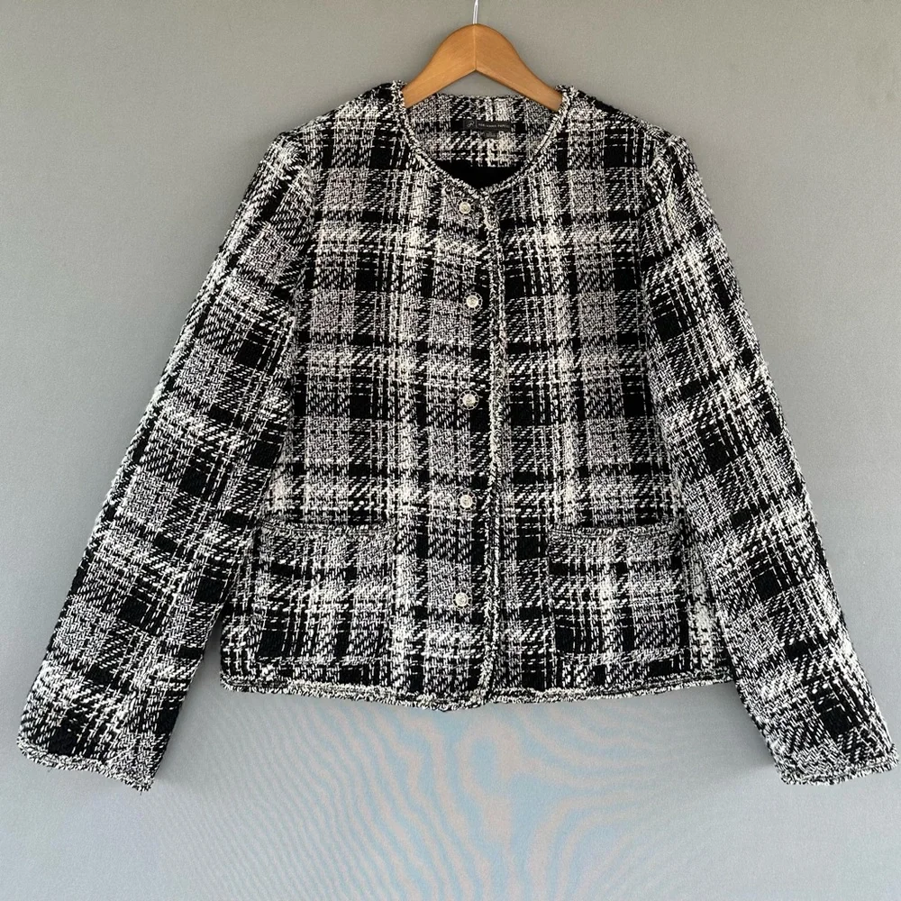 Adrianna Papell Blazer Jacket Tweed Women Size M